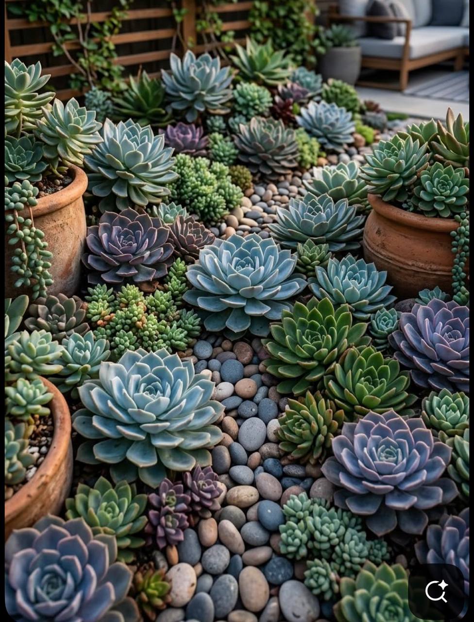 Beautiful succulent and cacti arrangement in terracotta bowl, desert botanical decor
